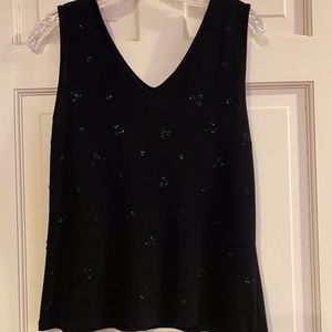 Ann Taylor sleeveless evening top with sequins in black, size M